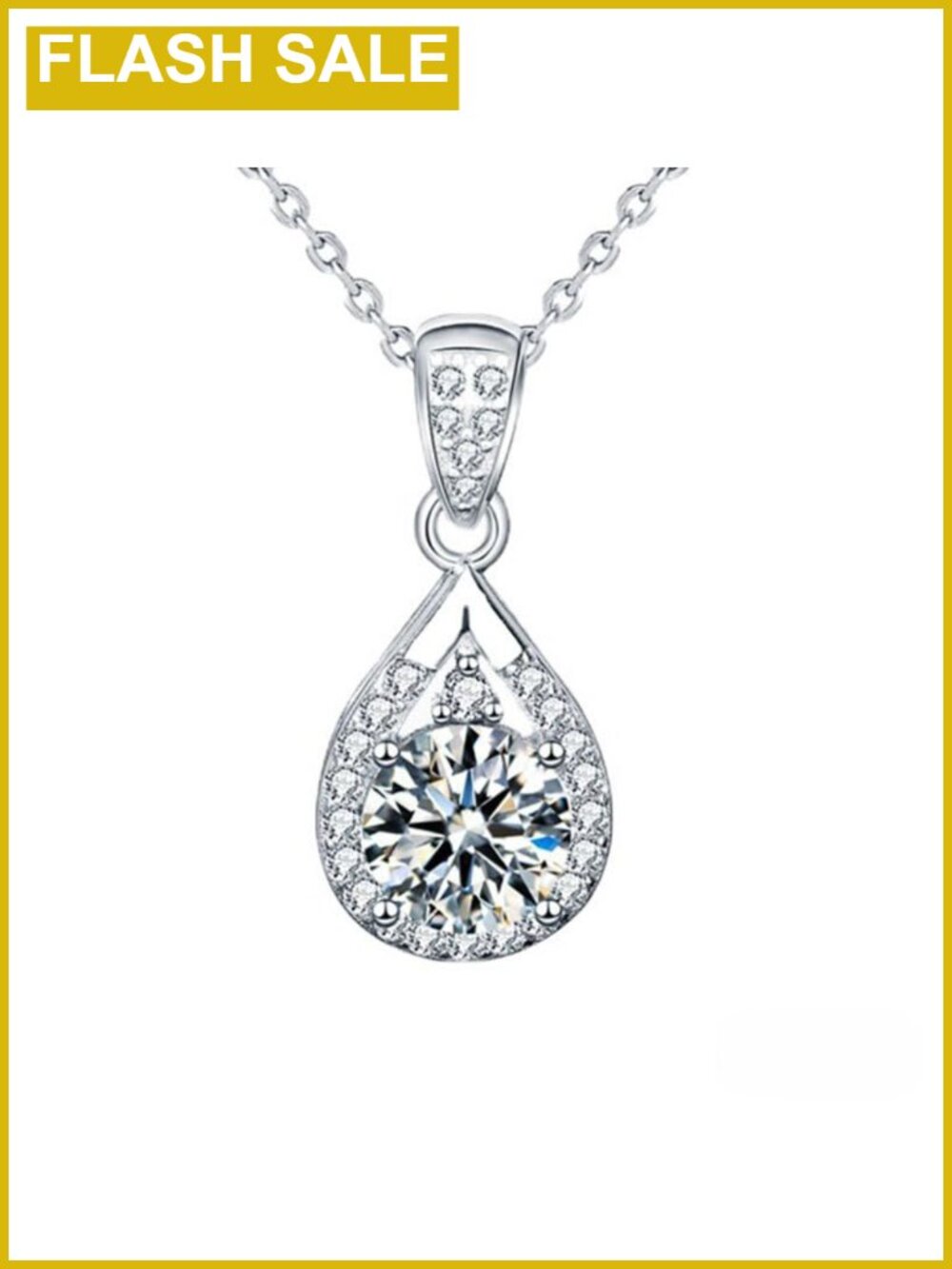 14K Gold over S925 Silver Teardrop Diamond Pendant Necklace VVS1 3ct